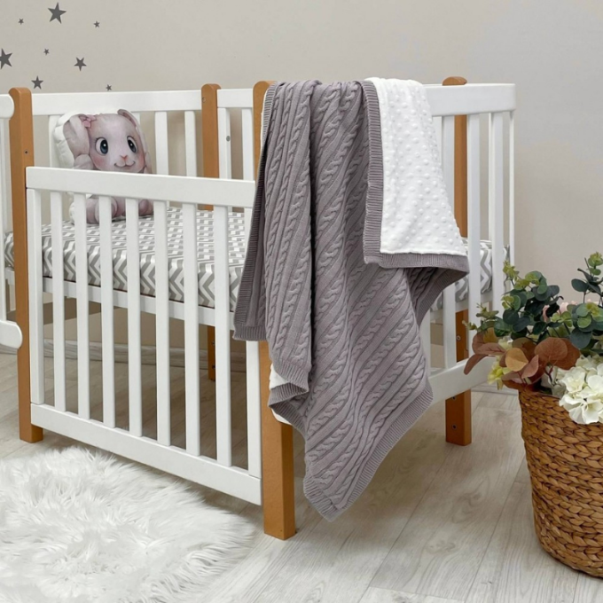 Paturica bebe Deluxe din bumbac si tesatura minky gri (2)